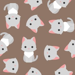 cute kitten seamless pattern in flat design for wallpaper