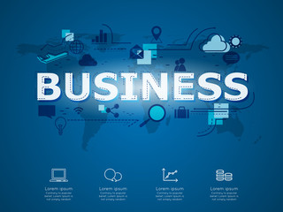 Creative infographic of business with world map
