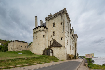Fototapeta na wymiar The renaissance style Chateau of Montsoreau is built directly into the riverbed in the Loire valley