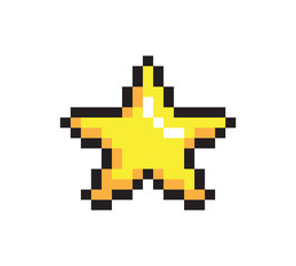 Bright Yellow Star Pixel Card, Vector Illustration