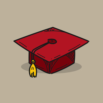 Graduation cap illustration on color background