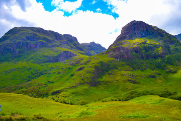 Fototapeta premium Three Sisters (mountains) in Highlands, in Scotland (United Kingdom). Natural and wild picture