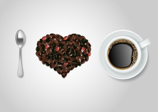 I love coffee quote vector top view illustration