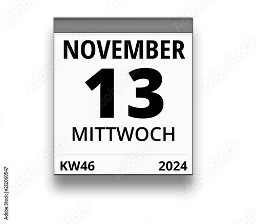 Kalender Für Dienstag 13 November 2018 Woche 46 Stockfotos Und