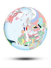 Obraz premium France on globe with flags