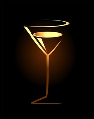 sketch of golden cocktail glass