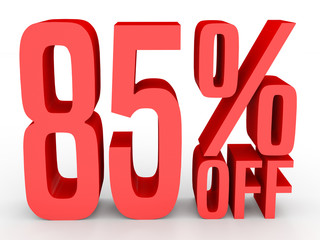 Eighty five percent off. Discount 85 %.