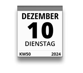 Kalender für Dienstag, 10. DEZEMBER 2024 (Woche 50)