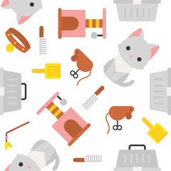 cat and toy, seamless pattern for wallpaper or backdrop