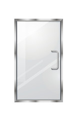 Transparent Door on Grey Checkered Background