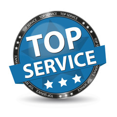 Top Service Glossy Button - Blue Vector Illustration - Isolated On White Background