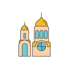 Santorini church icon, cartoon style