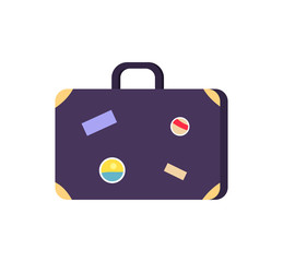 Vintage Suitcase with Stickers Vector Illustration