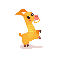 Happy llama alpaca cartoon character having fun vector Illustration on a white background