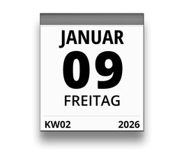 Kalender für Freitag, 9. JANUAR 2026 (Woche 02)