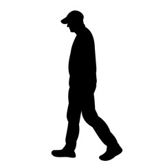 silhouette man is walking on a white background