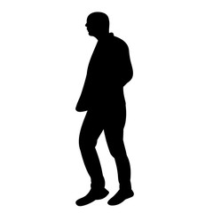  isolated silhouette man is walking on a white background