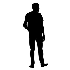 silhouette man walking, isolated on white background