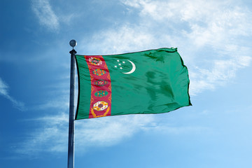 Turkmenistan flag on the mast