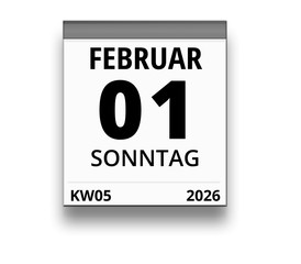 Kalender für Sonntag, 1. FEBRUAR 2026 (Woche 05)