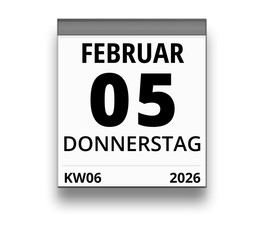 Kalender für Donnerstag, 5. FEBRUAR 2026 (Woche 06)