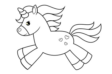 Cute cartoon unicorns. Black  and white vector illustration for coloring book