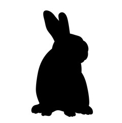 vector, isolated black silhouette of a rabbit on a white background