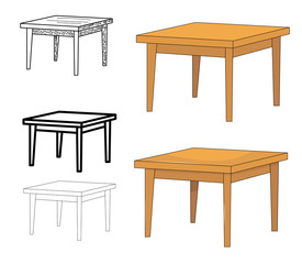 table,  sketch and silhouette