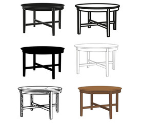 vector, isolated, table, round