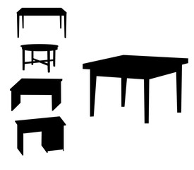 vector, isolated silhouette of a table, set