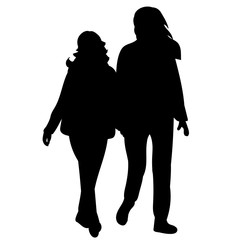 vector, isolated black silhouette people go