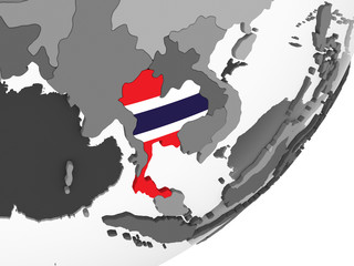 Thailand with flag on globe