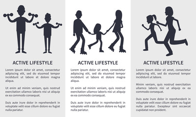 Set of Active Lifestyle Cards, Vector Illustration
