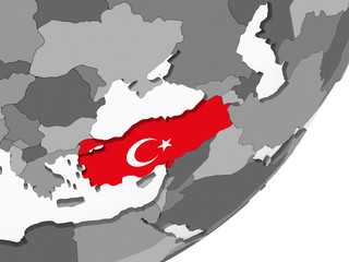 Turkey with flag on globe