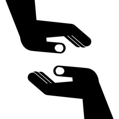 Beggar hand. Flat vector cartoon illustration. Objects isolated on a white background.