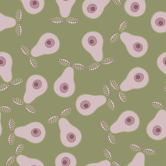 Fototapeta premium Seamless vector abstract natural 2-colors pink avocado horizontal pattern for textile, fabric, wrapping, craft