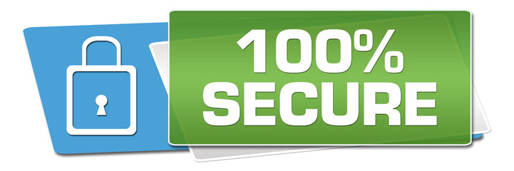 Secure Hundred Percent Green Blue Rounded Horizontal 