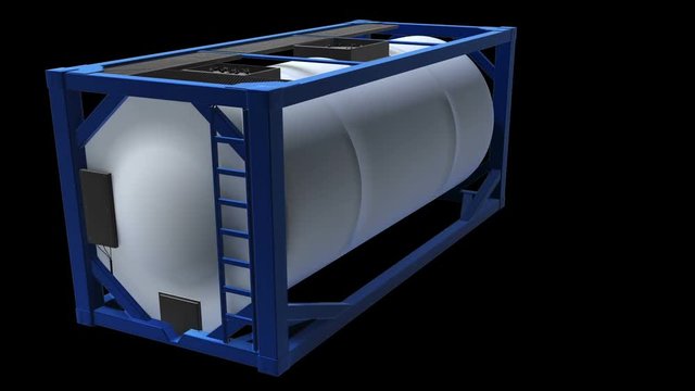 3d render of  tank container rotating with matte isolated.