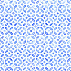 Moroccan simple seamless tile - navy watercolor