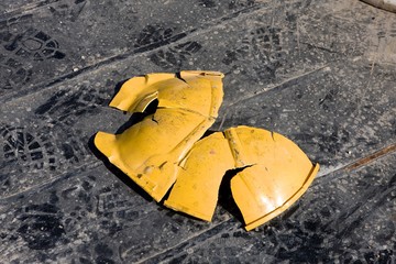 Safetyhelmet. Flat. Chrushed by impact