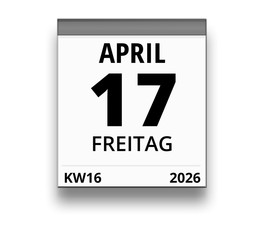 Kalender für Freitag, 17. APRIL 2026 (Woche 16)