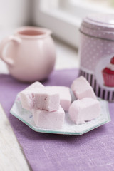 Homemade pink marshmallows
