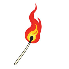 Match Fire isolated on white