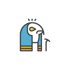 Egyptian Horus filled outline icon, line vector sign, linear colorful pictogram isolated on white. Symbol, logo illustration. Pixel perfect vector graphics