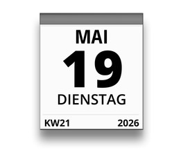 Kalender für Dienstag, 19. MAI 2026 (Woche 21)