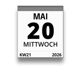 Kalender für Mittwoch, 20. MAI 2026 (Woche 21)