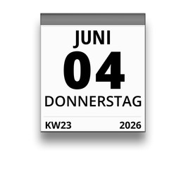 Kalender für Donnerstag, 4. JUNI 2026 (Woche 23)
