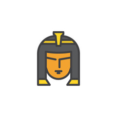 Cleopatra portrait filled outline icon, line vector sign, linear colorful pictogram isolated on white. Egyptian queen Nefertiti symbol, logo illustration. Pixel perfect vector graphics