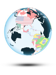 Belize on globe with flags