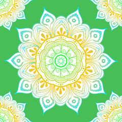 Seamless ethnic pattern with floral motives. Mandala stylized print template for fabric and paper. Boho chic design. Summer fashion.
